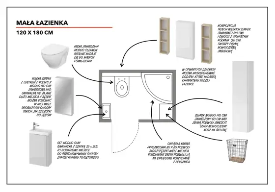 Zabudowa WC w małej łazience - wymiary i pomysły